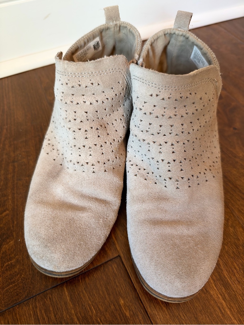 Toms Taupe Suede Perforated Ankle Booties